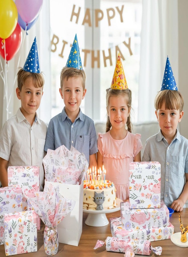 ورق تغليف هدايا Pineraap، ١٠٠ ورقة، بنقشة زهور وقطط، مقاس ٢٠×١٤ بوصة - ورق تغليف هدايا مطبوع عليه زهور وقطط وردية، ورق تغليف هدايا لطيف لمحبي الحيوانات الأليفة، مناسب لحفلات أعياد ميلاد البنات، والأعمال اليدوية، وحفلات الزفاف، وحفلات توديع العزوبية. - Image 5